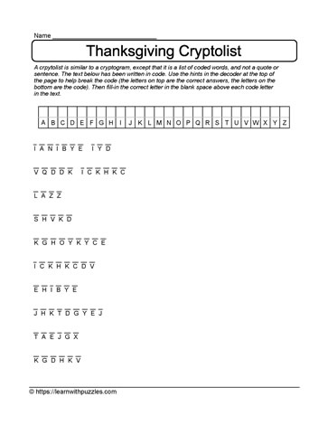 Thanksgiving Cryptolist #02